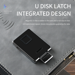Bloqueo de huellas dactilares agenda Led luz brillante logo 2 tonos A5 Cuadernos de marca personalizados diario con Banco de energía y USB - Product Image 6