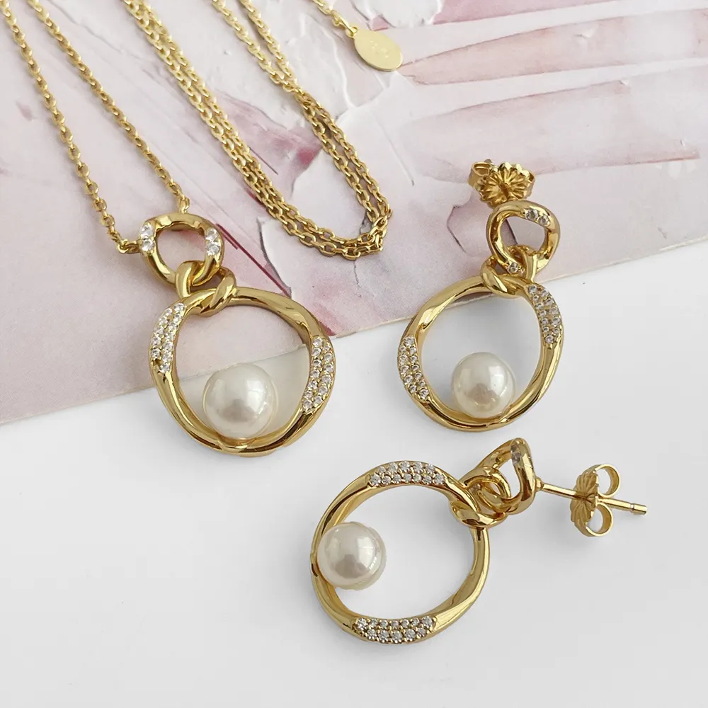 Carline тонкое жемчужное ожерелье и серьги в виде капли 18 карат ювелирные изделия высокого качества 925 стерлингового серебра подарочный набор для женщин