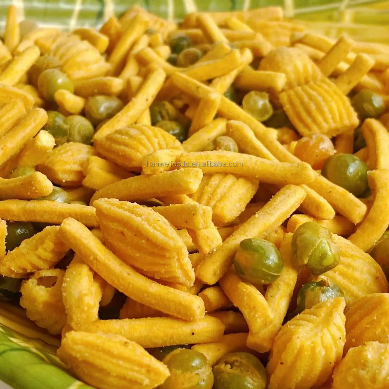 Biskuit Jepang dengan Kacang Polong Hijau Strip Kerupuk Asia Kukis Camilan Kacang Campuran Renyah
