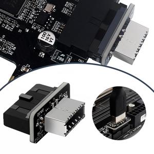 USB 3.0 (3.1 Gen 2) 19ピンヘッダーからUSB3.1 Type-Eから20ピンAキーアダプター (タイプCフロントパネルシャーシブラケット用)