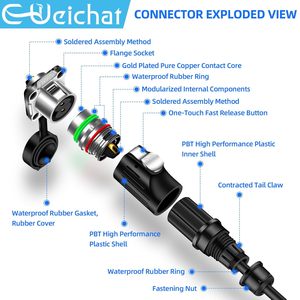 EW-LP20 промышленный быстросъемный противоинтерференционный разъем водонепроницаемый M20 2-12 контактный фланцевый разъем Быстрый IP68 авиационный 5A медь - Product Image 4