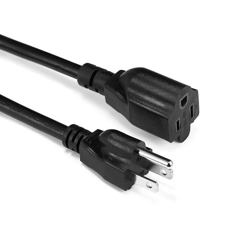 Amerika NEMA 5-15P untuk 5-15R Kabel Ekstensi Kami 3ft 6ft 10ft 16 AWG Power Kabel Ekstensi untuk PSU TV PC Monitor Proyektor Printer