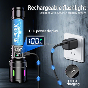 Hợp kim nhôm tự vệ cao lumens sạc pin sạc Zoomable Đèn pin Đèn pin Điện ánh sáng - Product Image 5