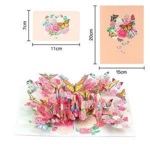 Kelebek çiçek Pop up kartları sonsuza buket 3d Popup kağıt tebrik kartları ile tüm fırsat için not kartları ve zarflar - Product Image 4