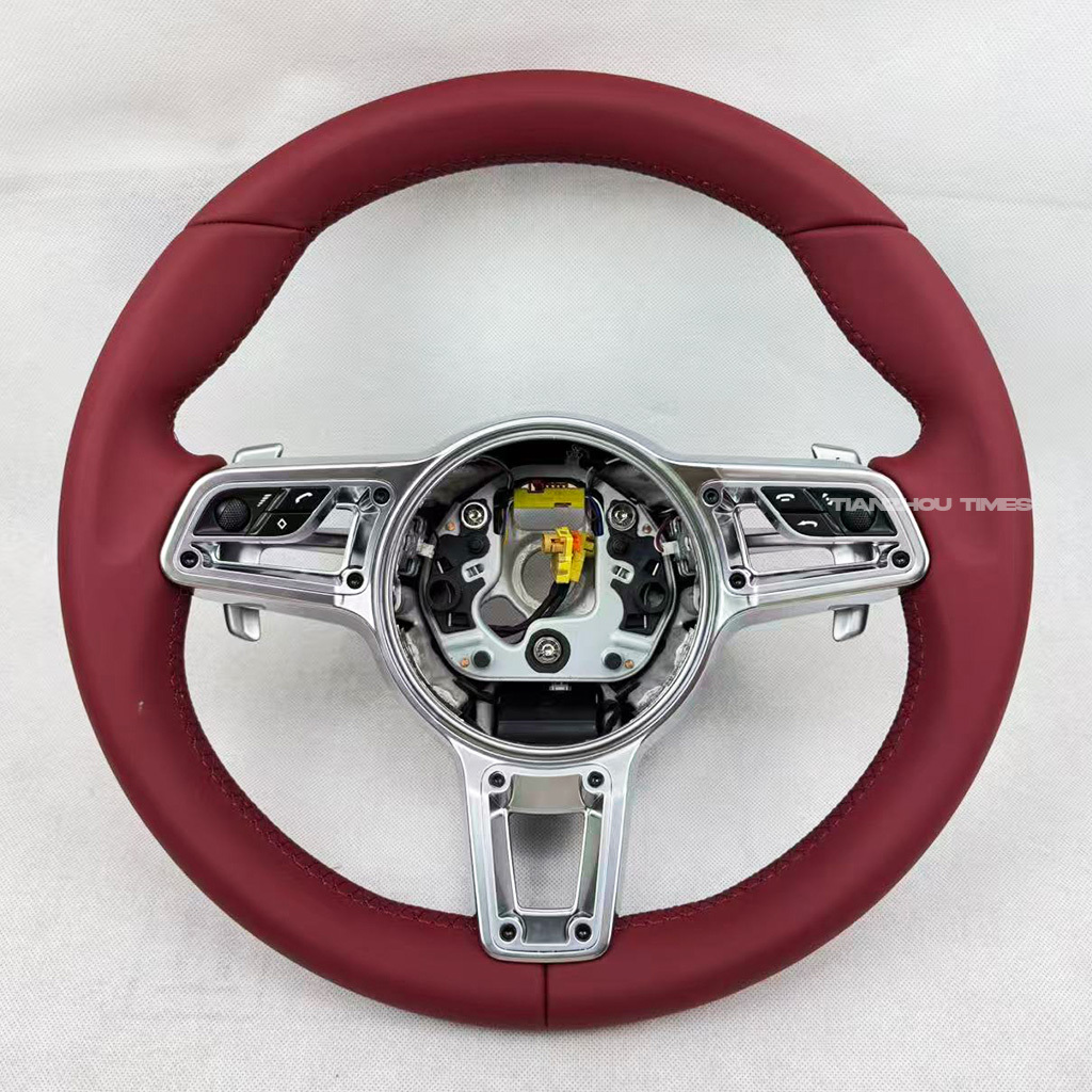 red leather with buttons; rivet 3