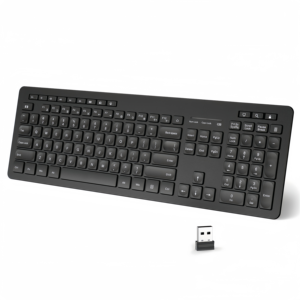 2.4GHz <strong>Wireless</strong> Quiet <strong>Keyboard</strong> <strong>Mouse</strong> with USB Receiver, Full Size Cute <strong>Wireless</strong> <strong>Keyboard</strong> for Windows Laptop <strong>Computer</strong> Desktop - Product Image 1