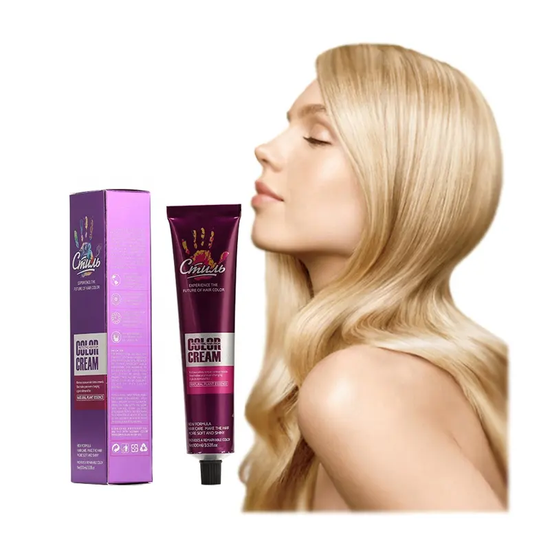 Crema para teñir el cabello rubio claro con etiqueta privada, tinte para el cabello para salón profesional, crema para teñir el cabello con fórmula suave de Bajo amoníaco