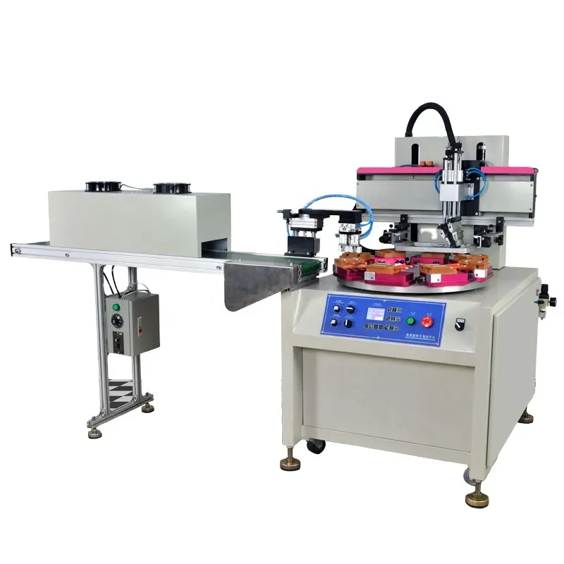 automatic carousel single color 4-stations screen printing machine with mechanical arm for hard board