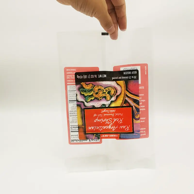 Yinshili Impressão Personalizada Claro Transparente Traseiro Selado Bolsa De Plástico Biodegradável Food Grade Legumes Freezer Bag