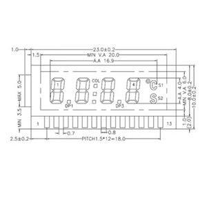 Pantalla LCD de 7 segmentos de temperatura ultrabaja GDC04212 para pantallas de segmento