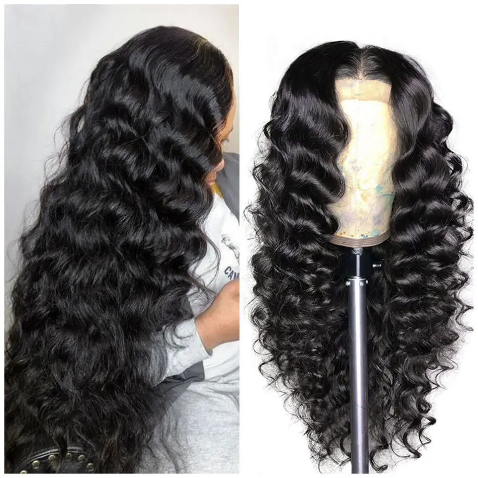 Hd perucas de cabelo humano brasileiro, full virgin, ondulado, encaracolado, transparente, frontal, para mulheres negras