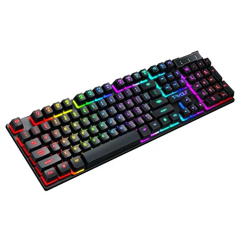 Bàn Phím Phát Sáng Chơi Game Có Dây USB, Bàn Phím Chơi Game Rainbow Có Đèn Nền LED Treo Cơ Học 104 Phím Cho Máy Tính PC Máy Tính Xách Tay