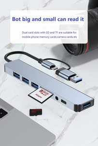8ใน1ฮับ USB TYPE-C กับ USB-C + USB ไปยัง USB3.0 * 2 + 2.0*2 + sd/tf + 3.5การส่งข้อมูลเสียงสถานีเชื่อมต่อ - Product Image 4