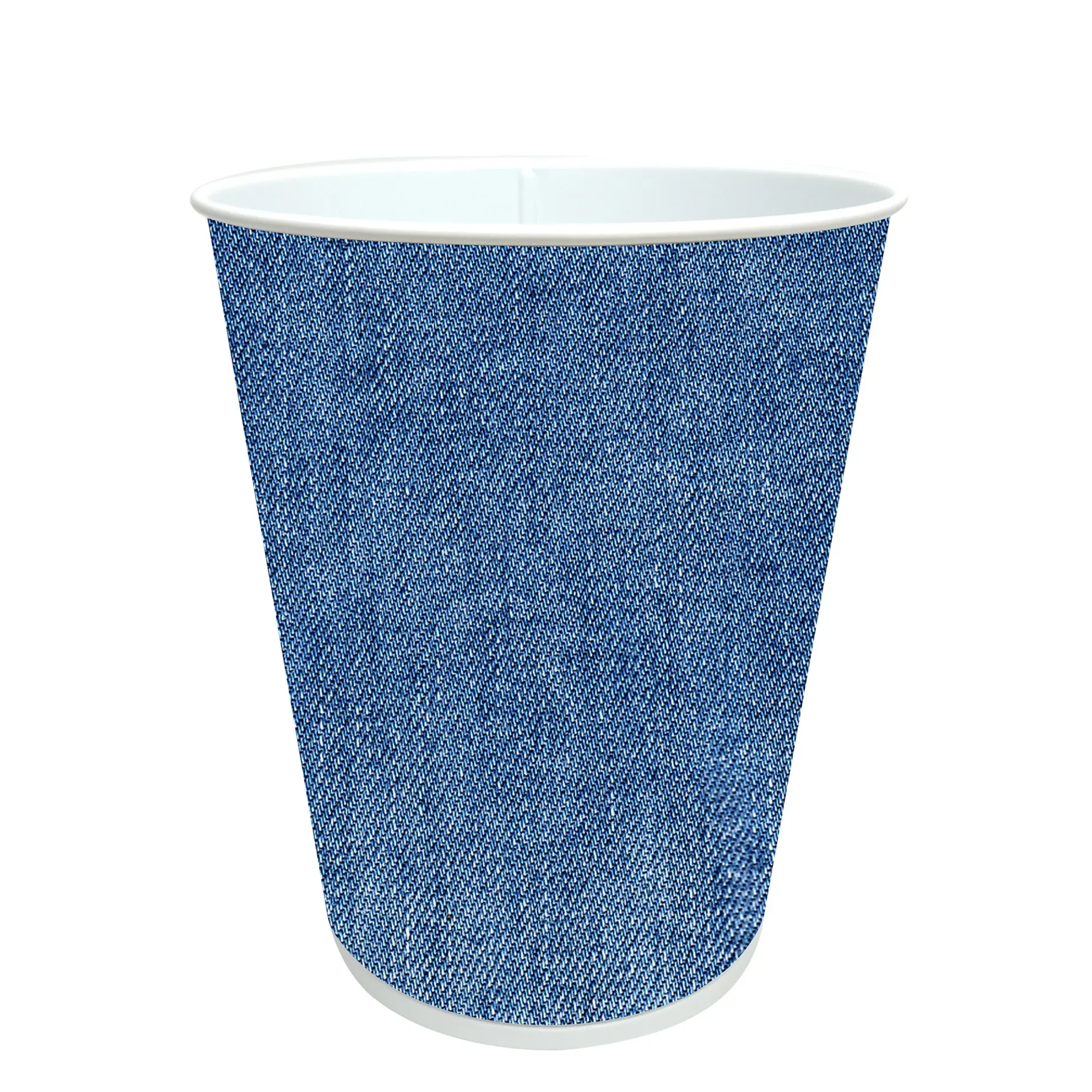 Novedad estilo americano Denim Decor 5L hojalata abierta | Cubo de basura superior Papelera de metal duradera sin tapa Cubo de basura