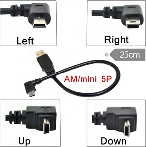 90度上下右左角USB 2.0公到迷你公电缆数据充电风扇电缆1m - Product Image 3