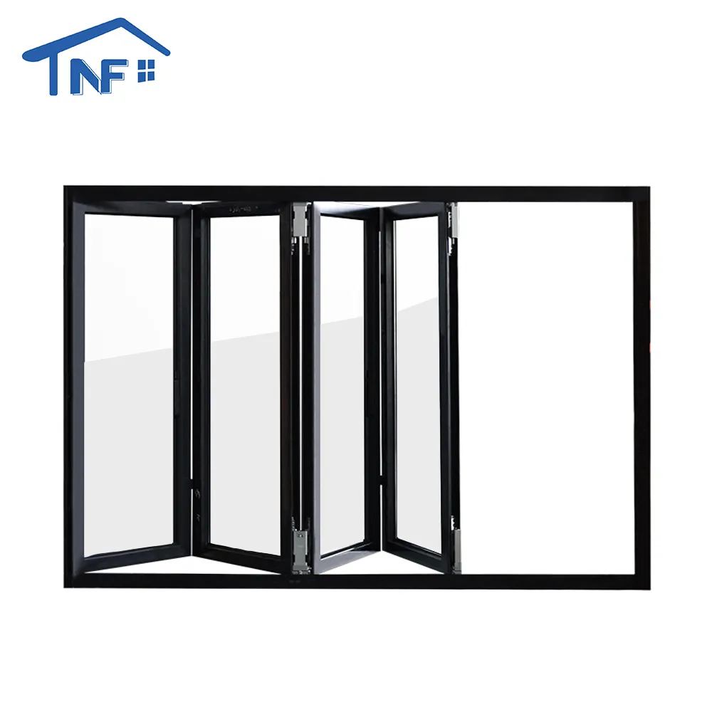 Ventanas plegables de vidrio y aluminio para cocina, ventanas plegables bi-plegables de doble acristalamiento para casa