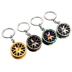 Creative Gift Car Part Keytag Custom Mini 3D Metal <strong>Key</strong> Chain <strong>Turbo</strong> Gear Hub Model Keyring Wheel Tire Rim Keychains Alloy Pendant