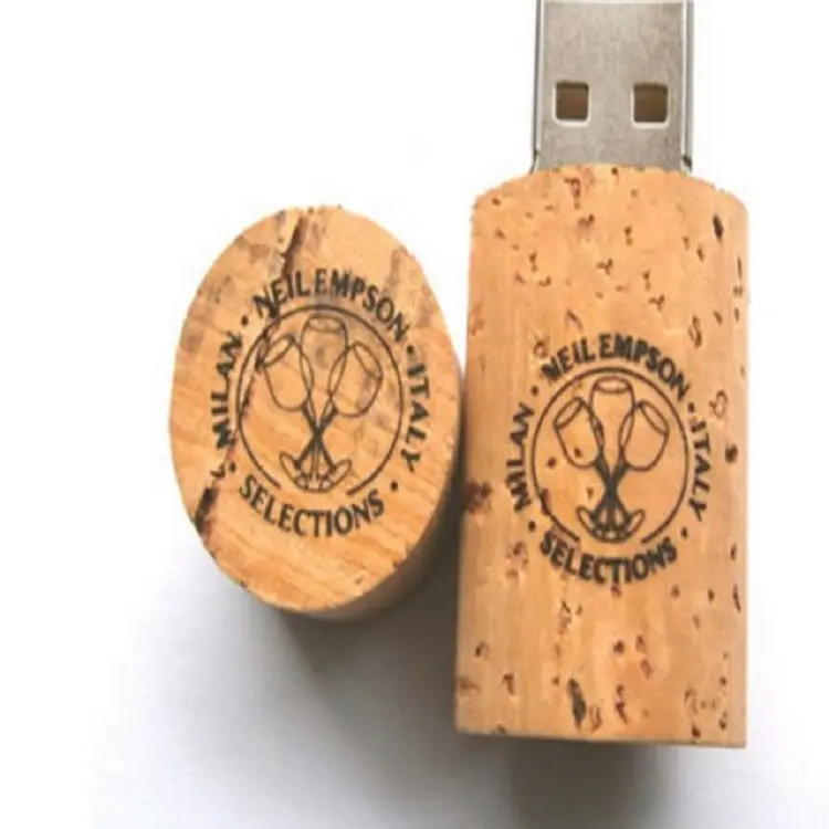 Logotipo del cliente de vidrio de corcho de botella de deriva de USB + caja de madera USB Flash Drive 2GB 4GB 8GB 16GB 32GB 64GB 32GB 64GB regalo de boda