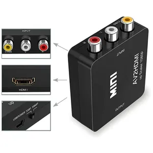 HD 1080P RCA AV a HDMI Converter Mini AV a HDMI RCA Compuesto CVBS Adaptador de audio y video para PS2/3 VCR DVD a TV con cable USB - Product Image 3