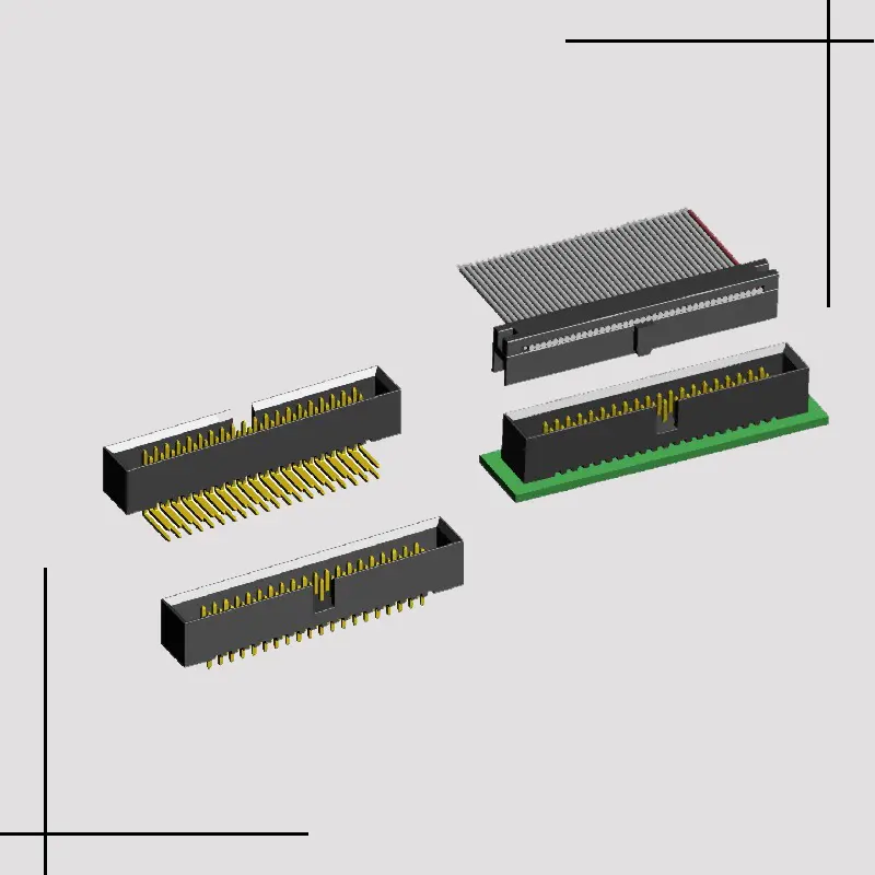 1.27mm SMT Pin Başlık Konektörü 2x20 Pin 40 pimli SMT Erkek Örtülü PCB Kutusu Header IDC Konektörü