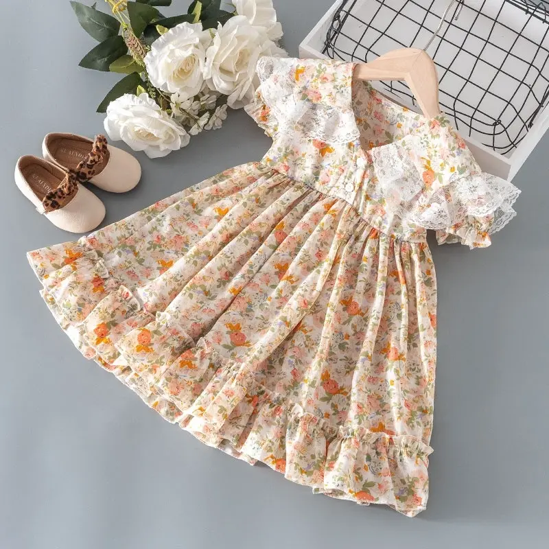 Comfortable Girls Clothes Dresses Hot Selling Cheap Kids Dress Children's Dress Prints Summer Kids Clothing