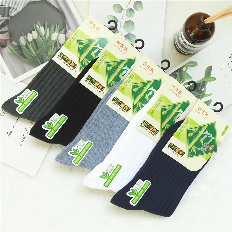 Wholesale Cheap Custom Black Organic Solid Color 100% Bamboo Charcoal Fiber Socks Mens