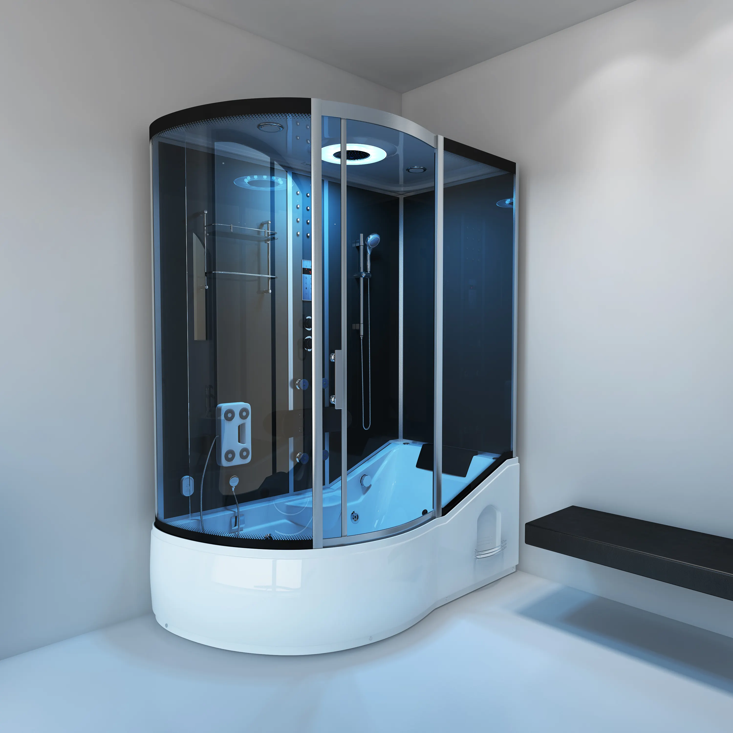 Bañera de cabina de ducha de baño de vapor de lujo con descuento más grande multifuncional con cabina de ducha de cabina de baño de vapor de vidrio templado de 5 mm