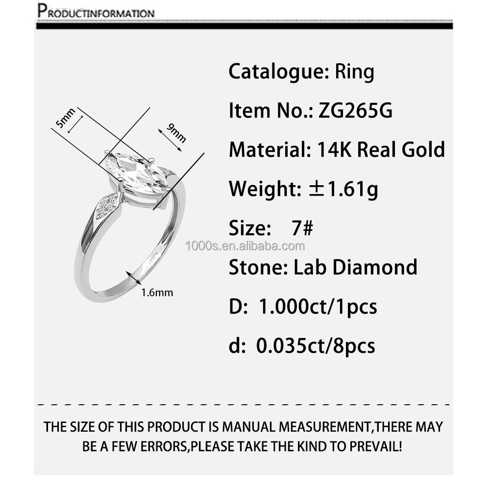 Oro 14K con Diamante Coltivato in Laboratorio ZG265G