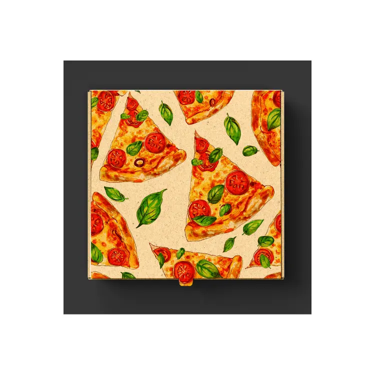Flauta de qualidade alimentar, caixa de pizza ondulada personalizada com tamanho impresso, tamanho de pizza, tamanho preto, preço de caixa, caixa de pizza