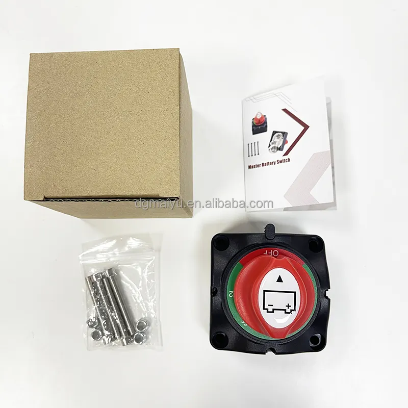 High Current Heavy Duty Disconnect Isolator on OFF Battery Switch 12V - 48V 200A Dc Black + Red + White Fuse Switch Disconnector