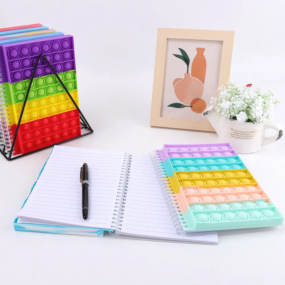 Bubble Silicone Cover Notepad Student Fidget Toys A5 Pop push up Notebook