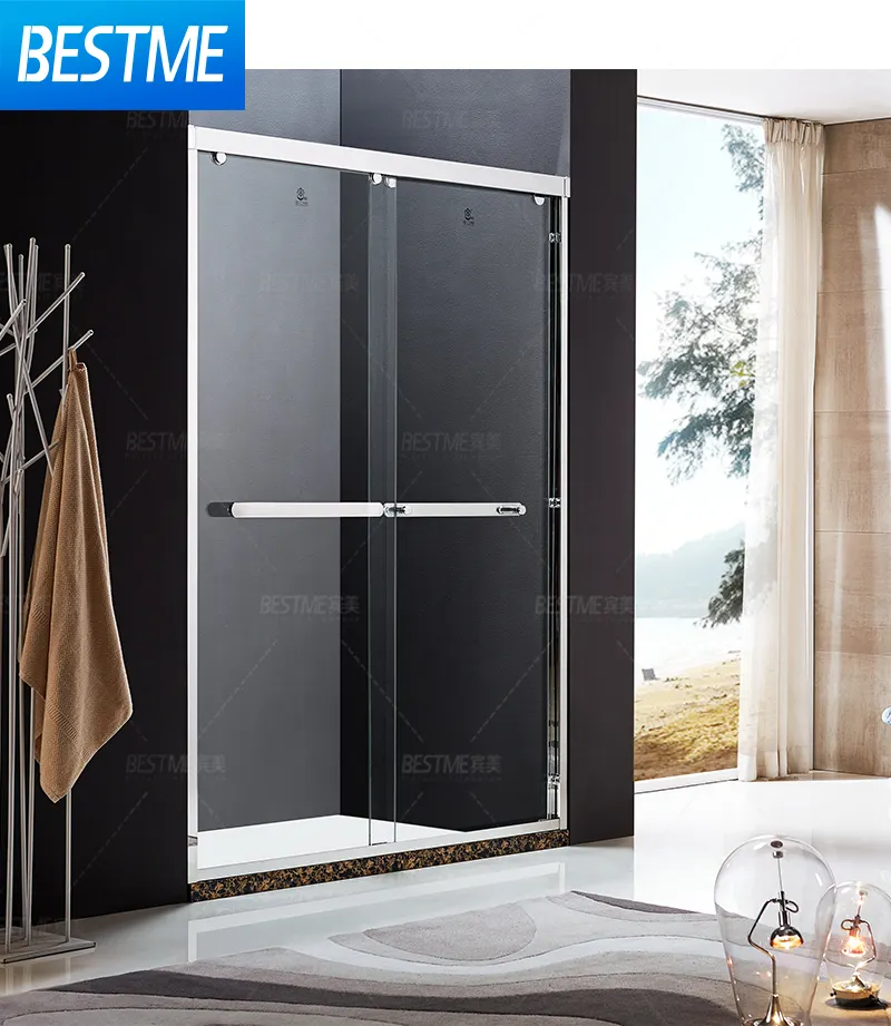 BESTME SS frame tempered glass shower screen sliding door shower room