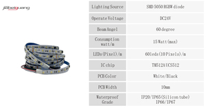 DMX512 DC 24V RGBW şerit 60LEDs/m 10 piksel UCS512 bireysel adresli dijital DMX programlanabilir LED şerit - Product Image 5