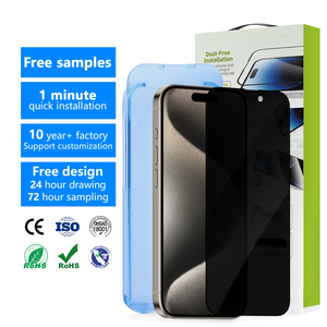 מגן מסך פרטיות נגד ריגול אאורי לאייפון זכוכית מחוסמת 2.5d עם מגש התקנה לאייפון 15 14 13 12 11 pro max - Product Image 1