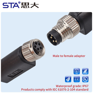 M8 Y T I型适配器1公对2母电缆分路器适配器3路a代码3 4 5 6 8针圆形连接器 - Product Image 5