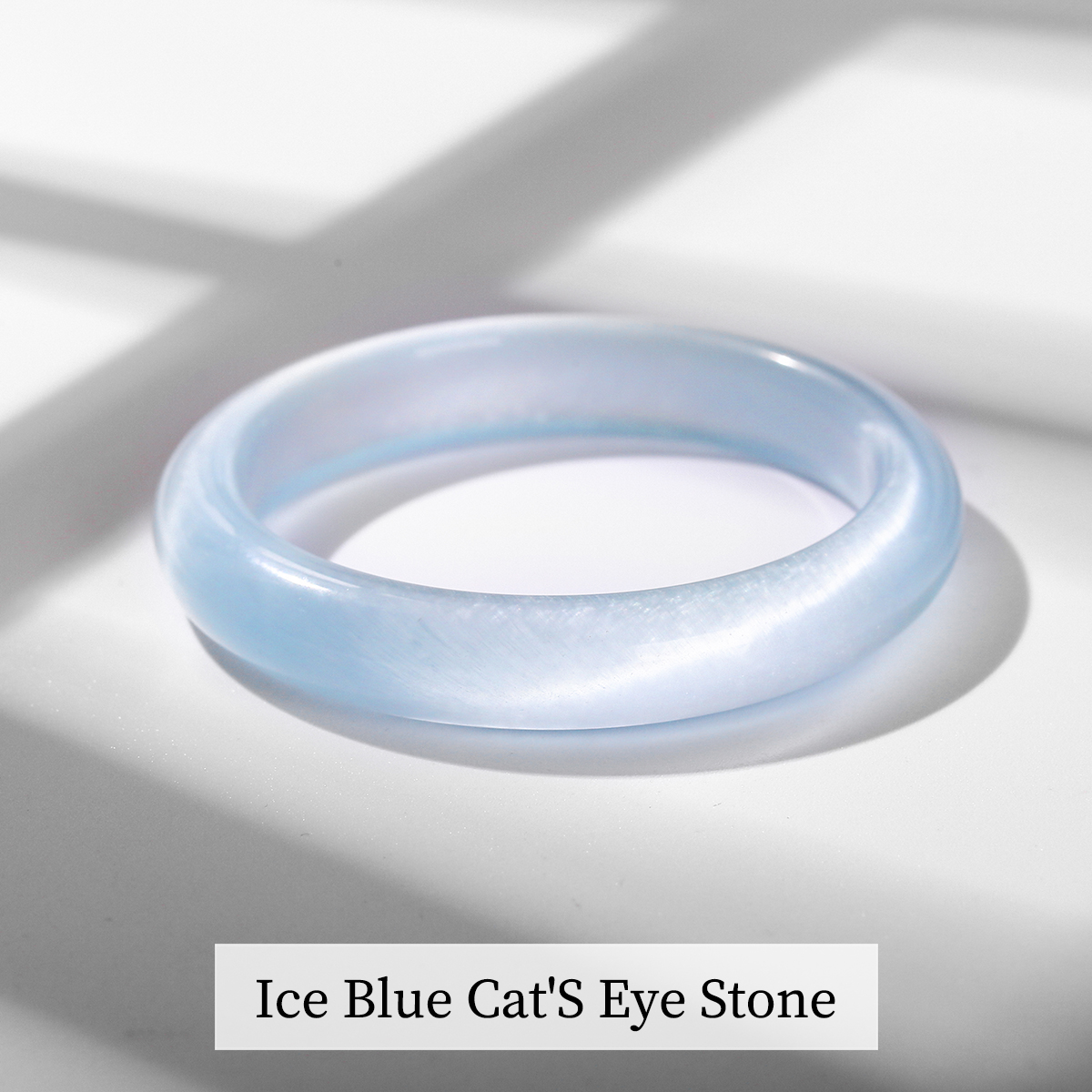 Ice Blue Cat'S Eye Stone Bangle
