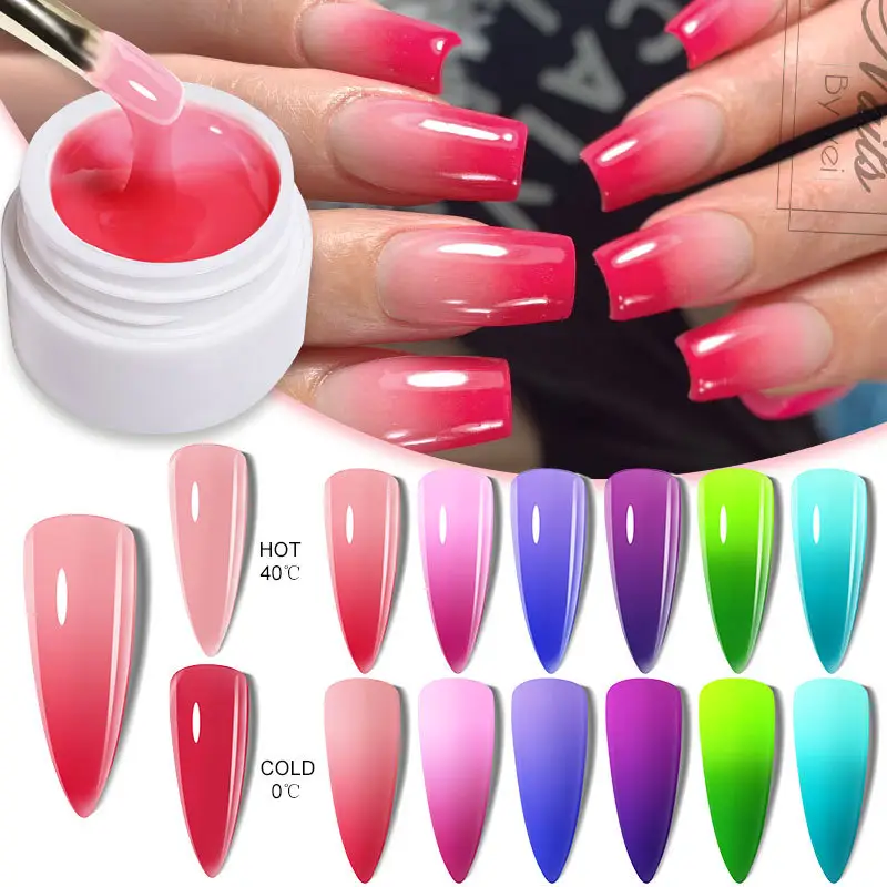 Chine Vente en gros Gel de construction Para Unas No Wipe LED UV Changement de température thermique Gel d'extension de Gel de construction d'ongles