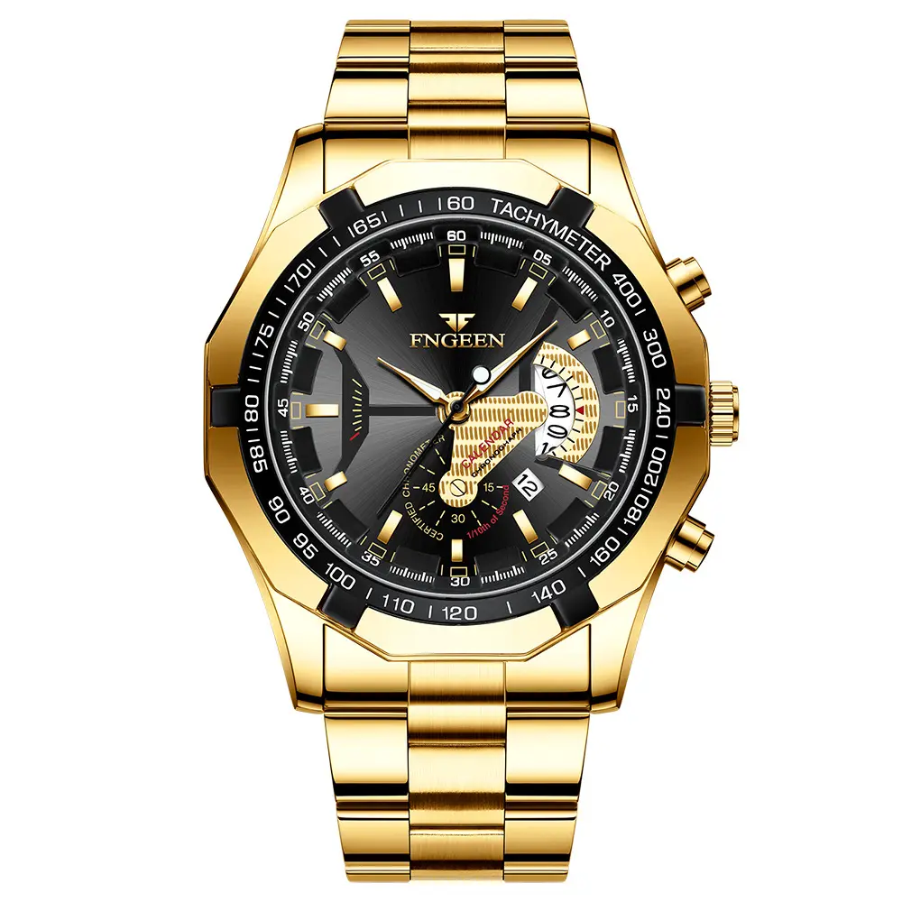 Jam tangan pria Quartz kalender mewah jam tangan olahraga kedap air tali baja tahan karat untuk hadiah pria Reloj kualitas tinggi