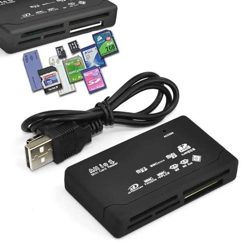 Lector de tarjetas de memoria todo en uno para Micro S D SDHC M2 MMC XD CF con USB externo