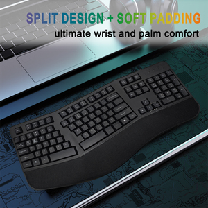 Có Thể Sạc Lại 105-Key 2.4G Không Dây Ergonomic Bàn Phím Chia Bàn Phím Với Đệm Cổ Tay Phần Còn Lại Với Lòng Bàn Tay Phần Còn Lại Các Phím Đa Phương Tiện - Product Image 3