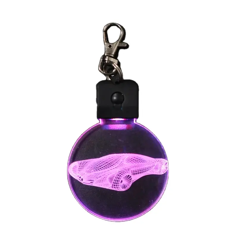 Attractive cool car design 7 colors optional keychain decoration mini led light switch black base for indoor