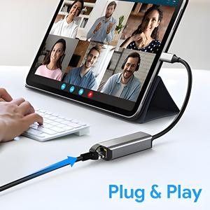 USB C to Ethernet Adapter 1Gbps <strong>Type</strong>-C Gigabit Ethernet LAN <strong>Network</strong> Adapter Gigabit RJ45 Ethernet Adapter with USB C Port - Product Image 4
