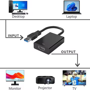 USB3.0/2.0至HDMI1080P视频音频转换器USB视频适配器，带音频-视频同步传输USB a至高清适配器
