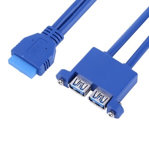 Cable adaptador USB 3,0 hembra de 2 puertos a 20 pines IDC de alta calidad para computadora