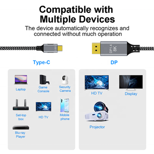 1M 1.5M 1.8M 2M 3M 8K 60Hz 4K 144Hz 2K 165Hz USB 3.1 Type C Type-C Male to Displayport DP 1.4 Male Cable 8K60Hz 4K144Hz 2K165Hz - Product Image 6