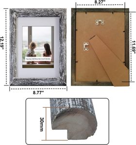 A4 resim çerçeveleri 2 Set, gerçek cam ile beyaz katı ahşap çerçeve, ekran resimleri 6x8 Mat veya Mat olmadan 8.3x11.7 - Product Image 4