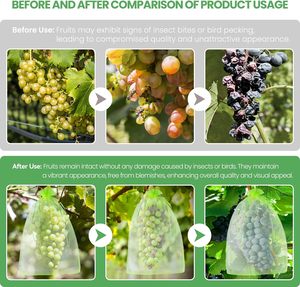 Bolsas de protección de frutas de gran oferta, bolsa verde de malla de protección de árboles frutales con cordón para plantas, frutas, flores y verduras - Product Image 3