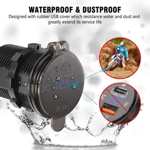 USB Cカーチャージャーソケット45W PDコンセント18W QC3.0充電器12-24V USBシガレットライターソケットLEDボルトメーター付きボートマリン用 - Product Image 5