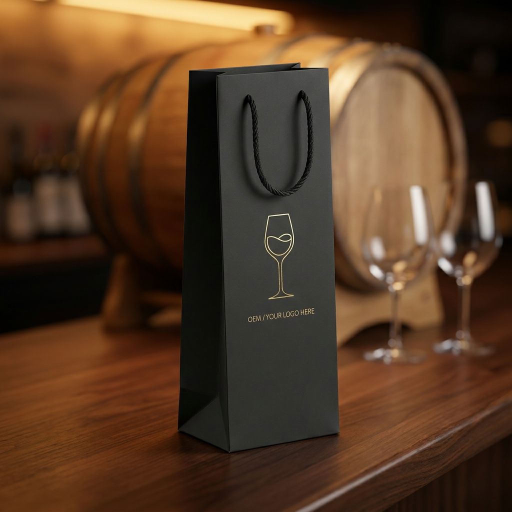 Black Wine bottle gift bag