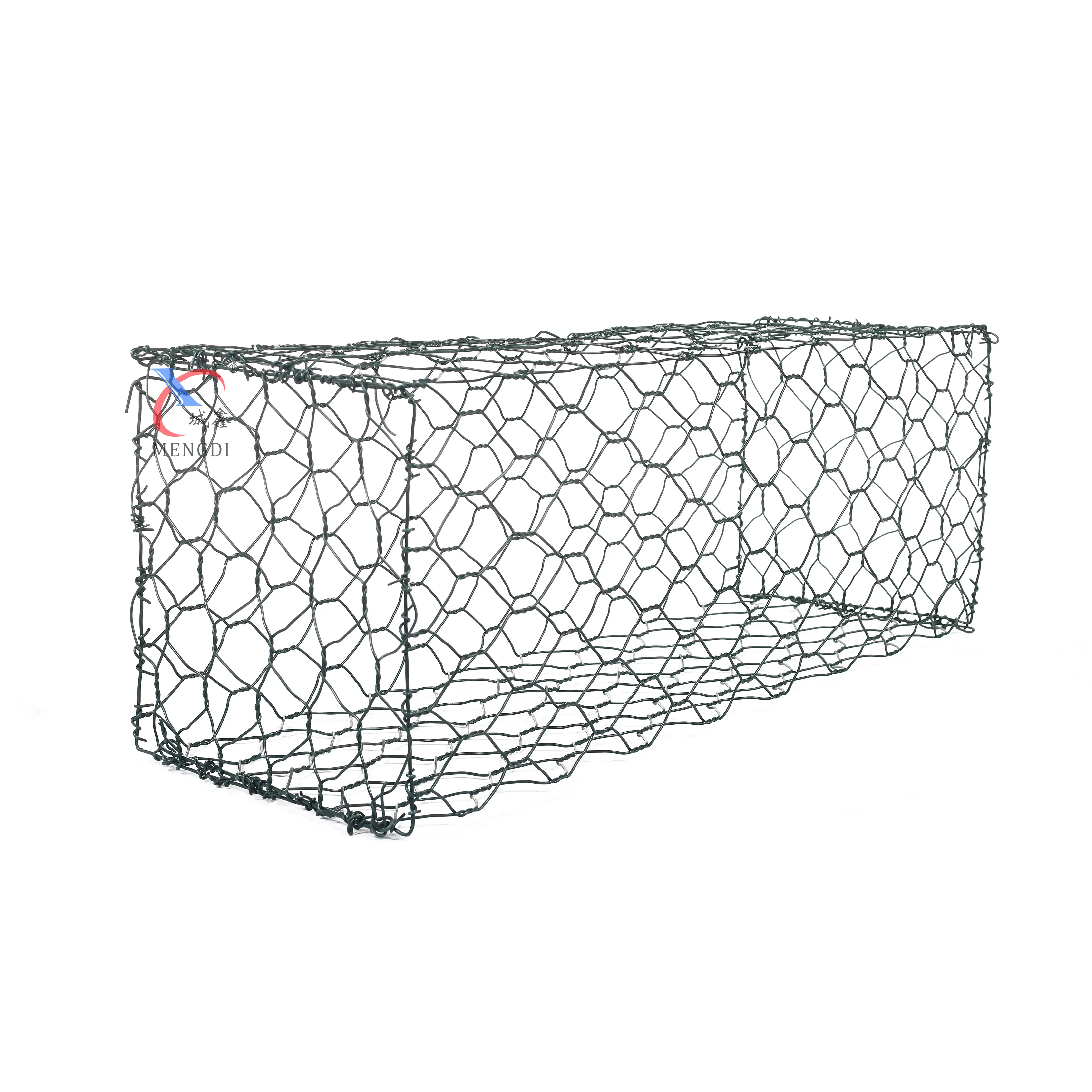 2x1x1m saldati in PVC rivestito gabbia di pietra esagonale rete metallica di ferro pannelli Gabion Box